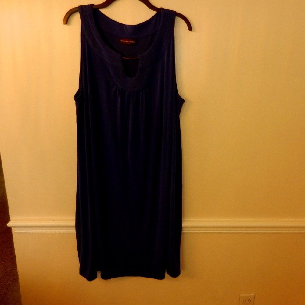 Dana Buchman blue designer detailed jeweled jersey dress